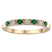 9ct Yellow Gold Emerald & Diamond Ring TDW:0.10ct